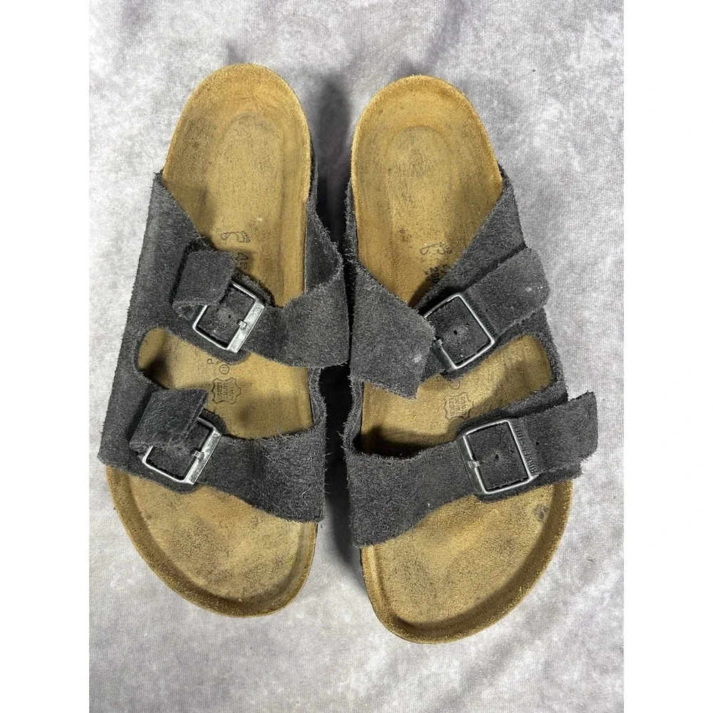 Birkenstock Zurich Suede Sandals Mens EU 45 US 12 Gray Double Buckle Slides